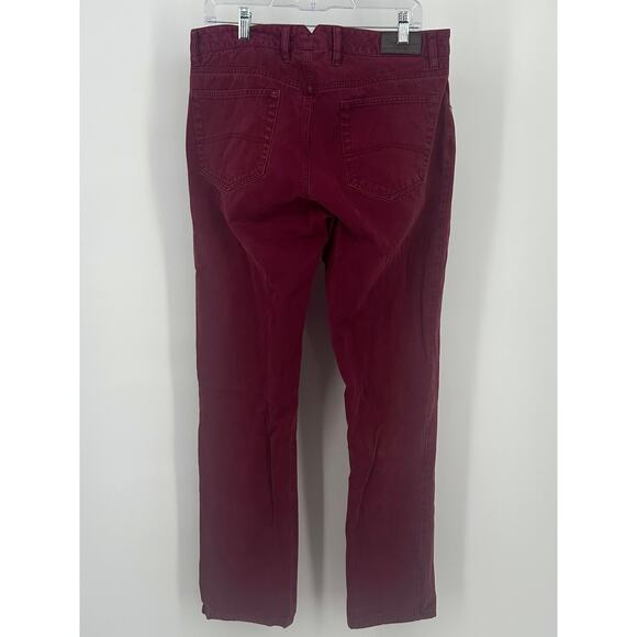 Saks Fifth Avenue Men's Burgundy Pima Cotton Pants Size 34 Oxblood Straight Leg - Picture 2 of 10